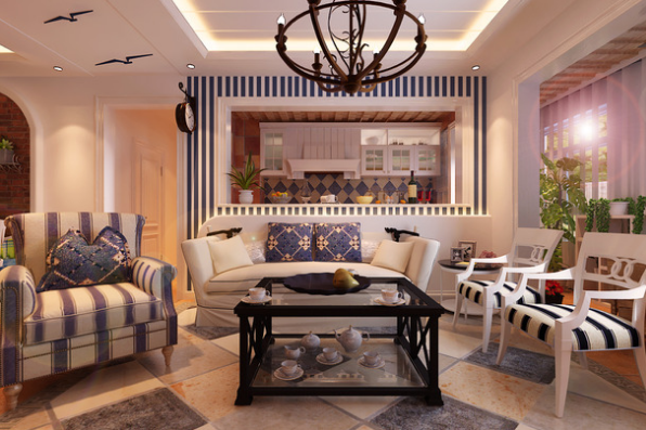 家裝效果圖－地中海風格客廳吊頂裝修設(shè)計圖片.png