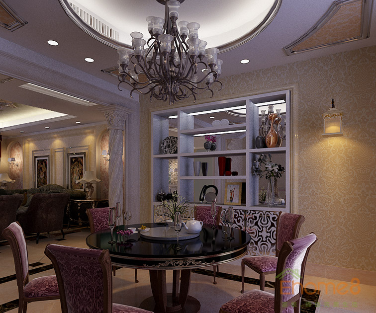 現代氣息餐廳吊燈餐桌美圖