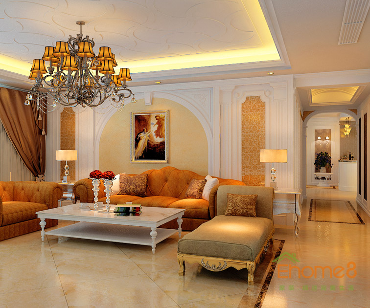 東郡地中海風格138平米客廳裝修效果圖2