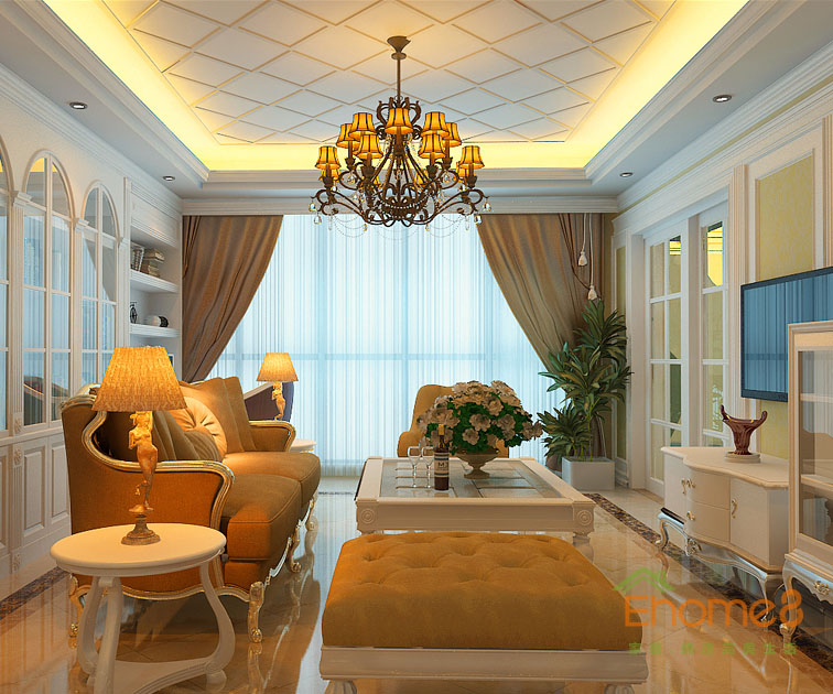 東郡地中海風格138平米客廳裝修效果圖5