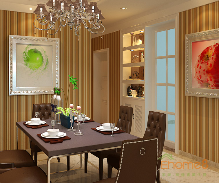 鳳嶺一號(hào)68平米兩房一廳歐式典雅餐廳裝修效果圖1