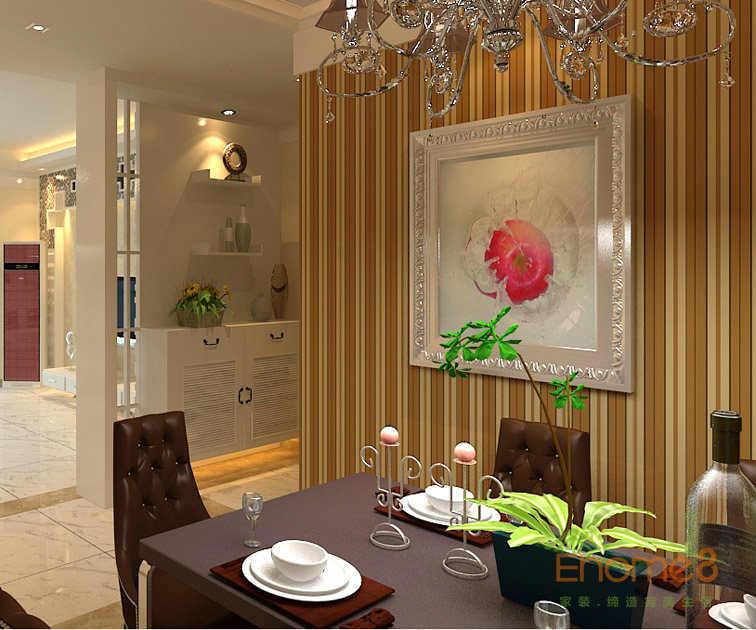 鳳嶺一號(hào)68平米兩房一廳歐式典雅餐廳裝修效果圖2