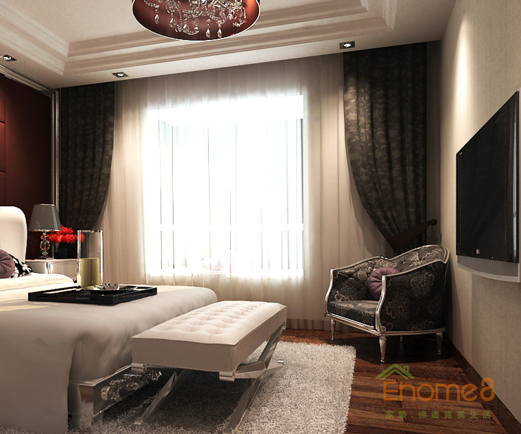 鳳嶺一號(hào)68平米兩房一廳歐式高雅經(jīng)典主人房裝修效果圖12