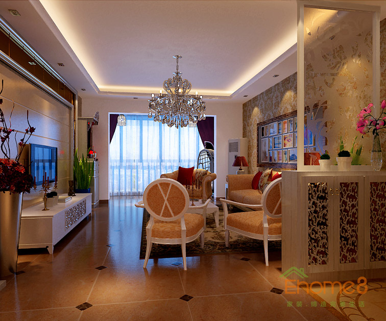 鳳嶺一號(hào)88平米古典歐式風(fēng)格客廳裝修效果圖12