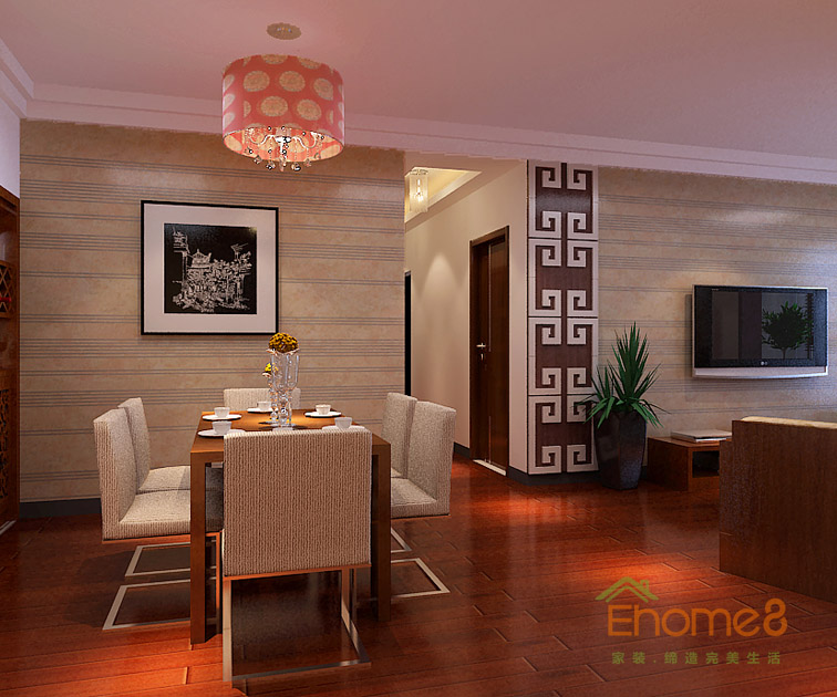 132㎡四房一廳田園風格餐廳裝修效果圖23