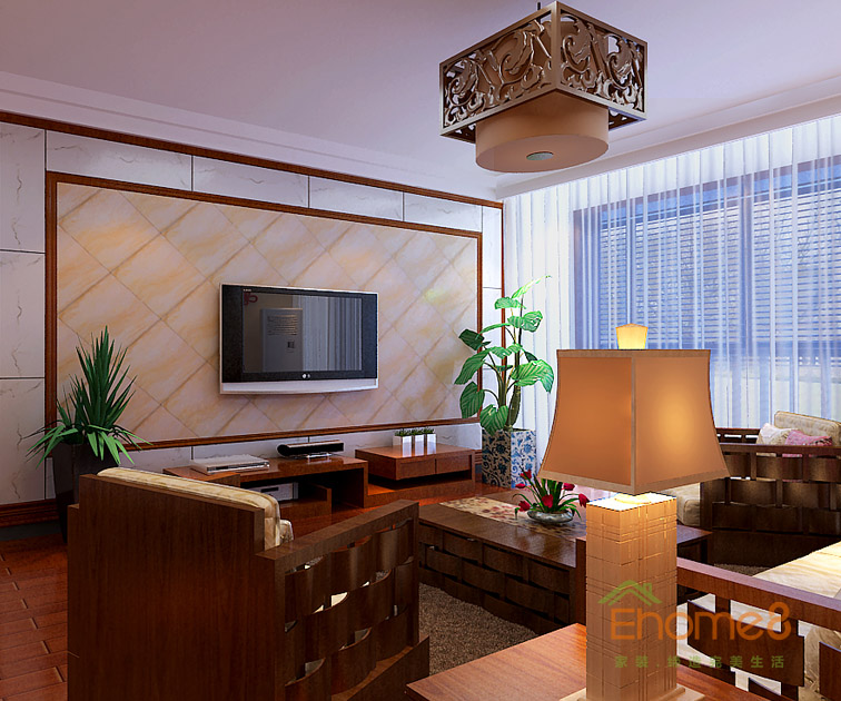 132㎡四房一廳田園風格客廳裝修效果圖1