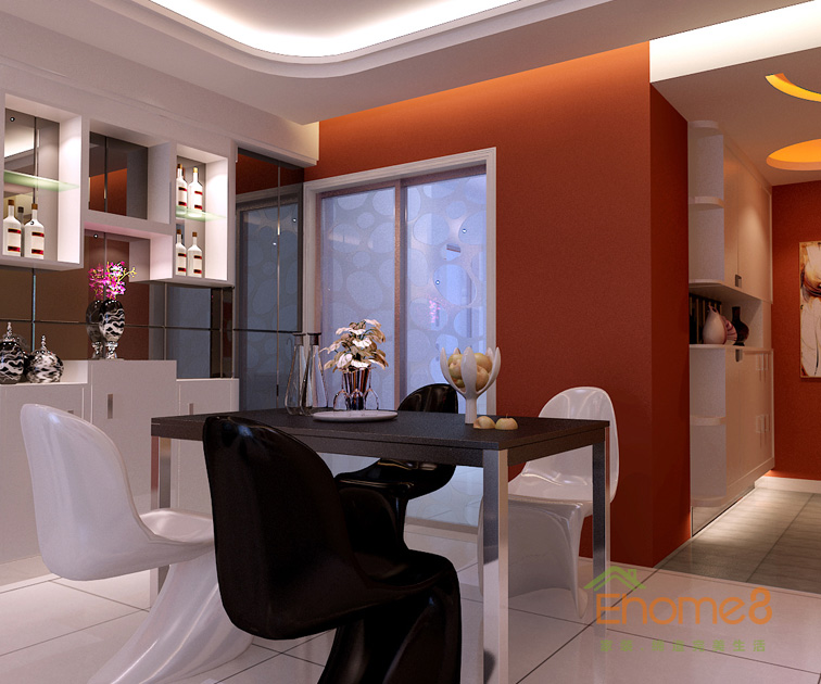 68㎡兩房一廳現代簡約風格餐廳裝修效果圖1