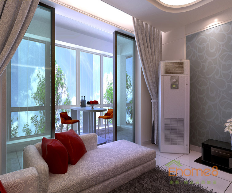 68㎡兩房一廳現代簡約風格陽臺裝修效果圖1