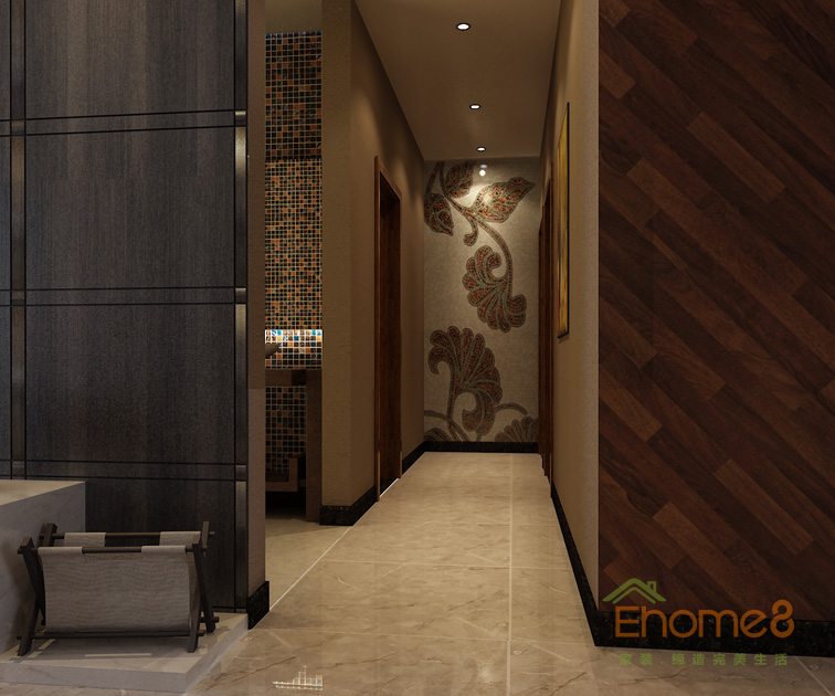 165㎡躍層美式風格客廳過道裝修效果圖1