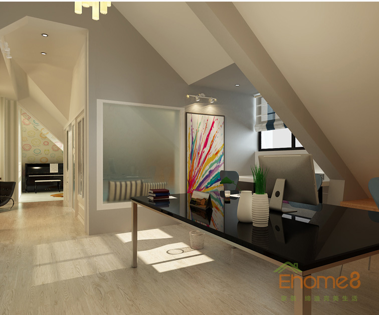 165㎡躍層美式風格書房裝修效果圖123