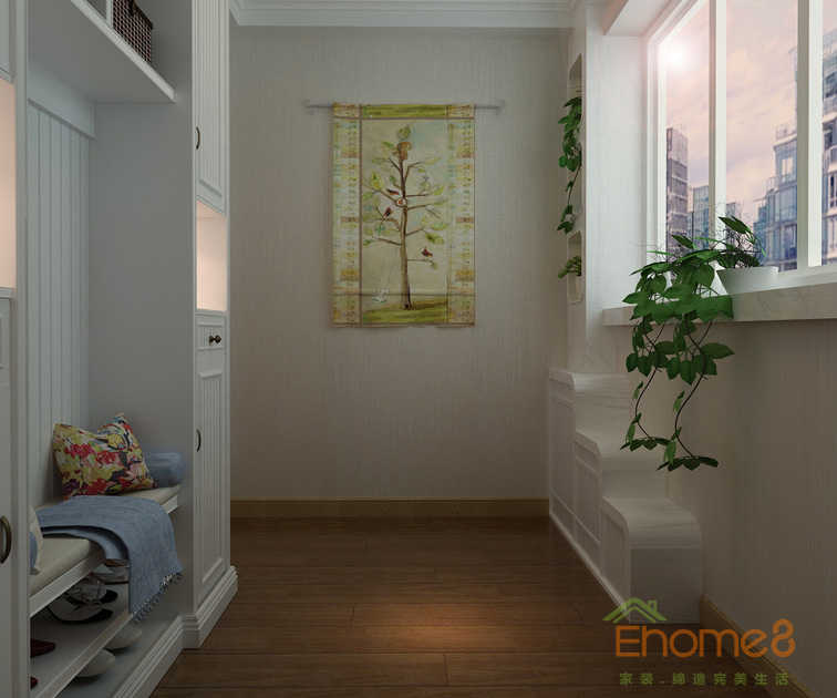 73㎡兩房一廳田園風(fēng)格客廳窗戶裝修效果圖12