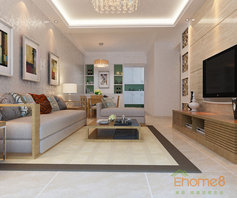 67㎡兩房一廳法式風格客廳全景裝修效果圖152