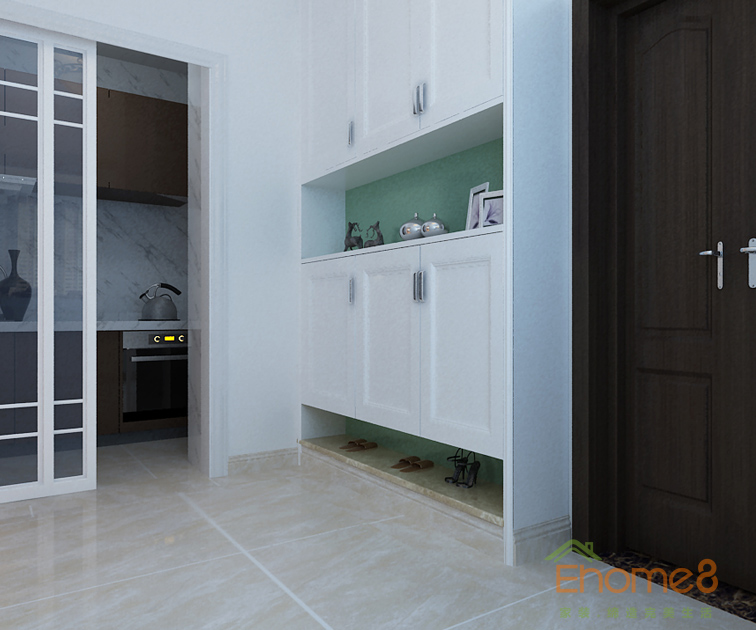 67㎡兩房一廳法式風格入戶玄關裝修效果圖1