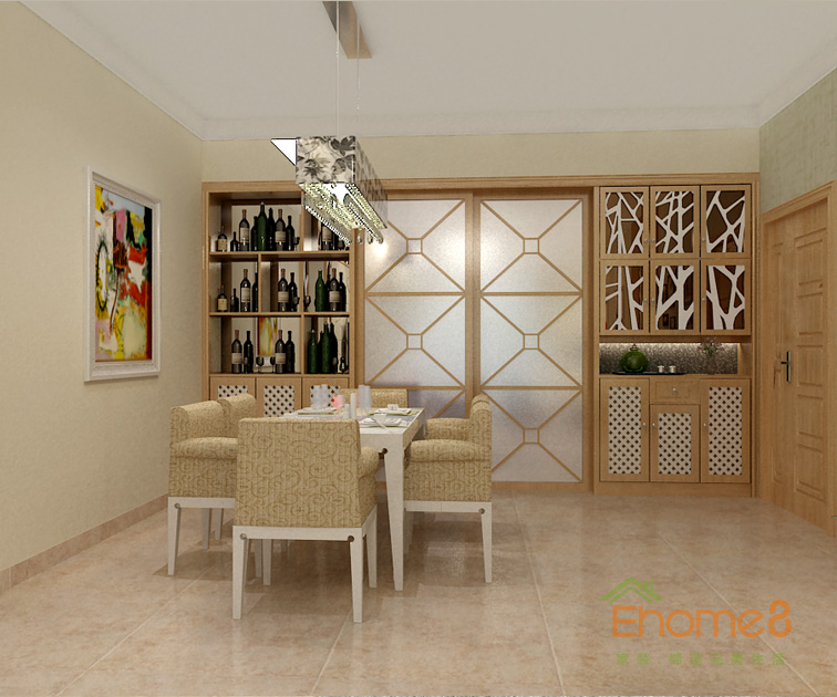 87㎡三房一廳現代簡約風格餐廳裝修效果圖1