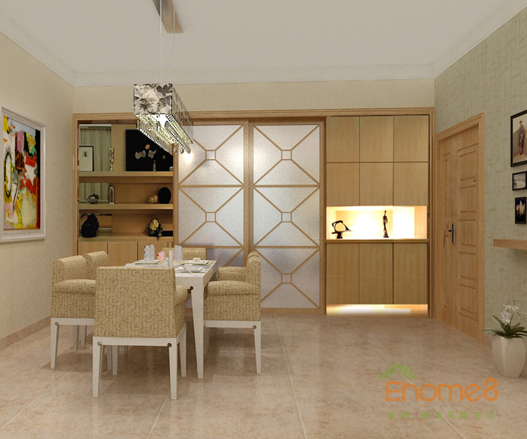 87㎡三房一廳現代簡約風格餐廳裝修效果圖12