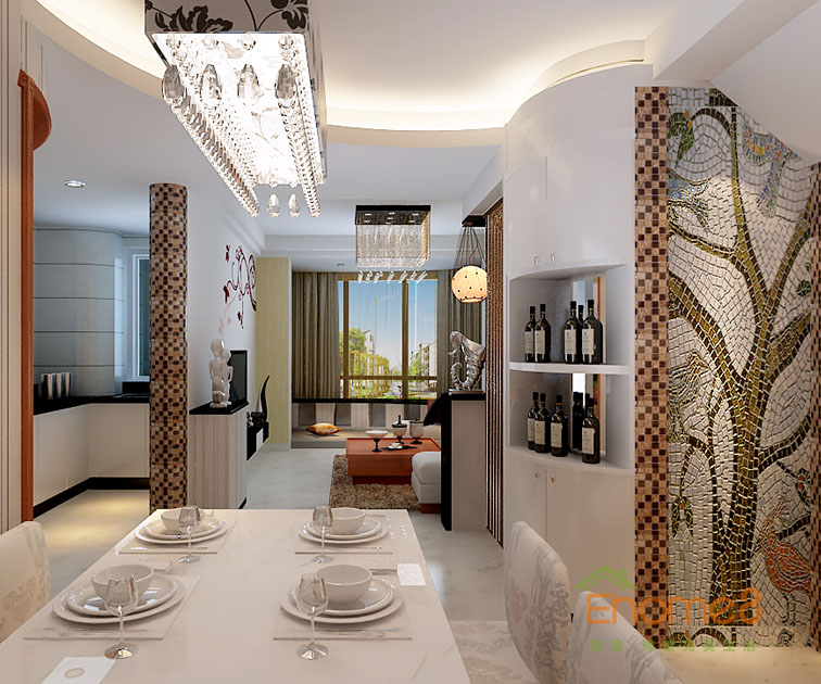 128㎡躍層美式風格餐廳裝修效果圖