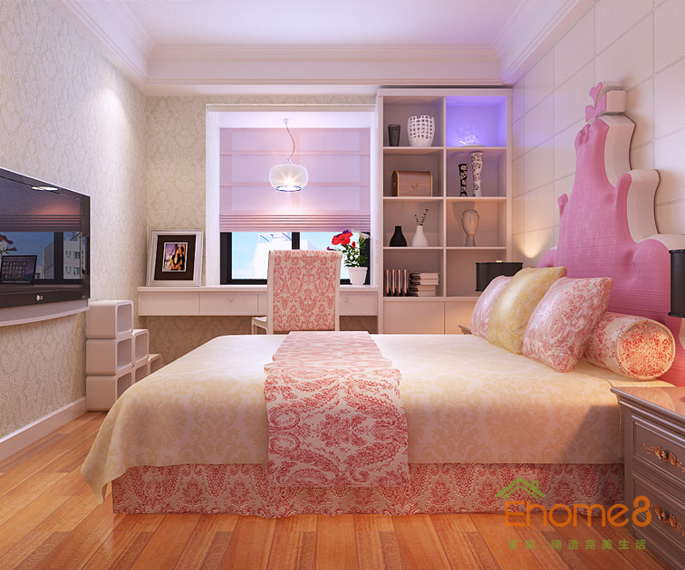 108㎡三房一廳法式風格女兒房裝修效果圖632