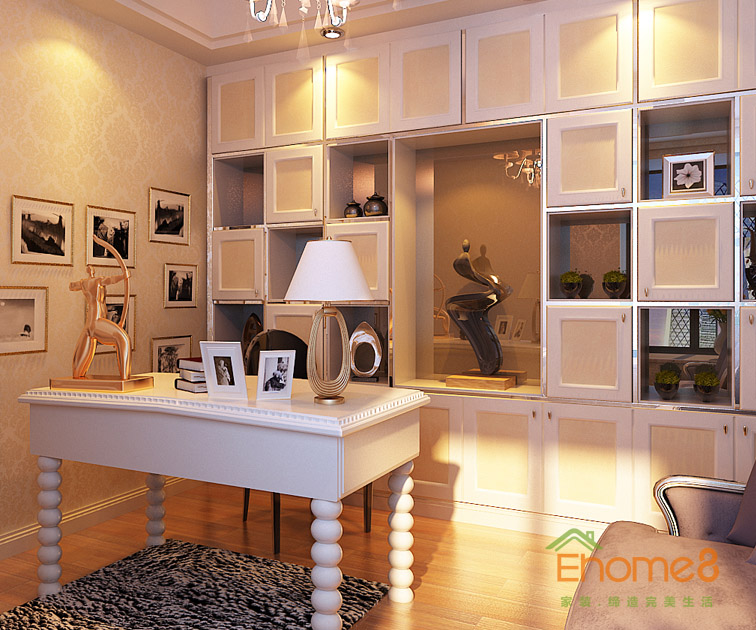 108㎡三房一廳法式風格書房裝修效果圖