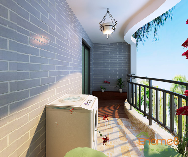 108㎡三房一廳法式風格陽臺裝修效果圖