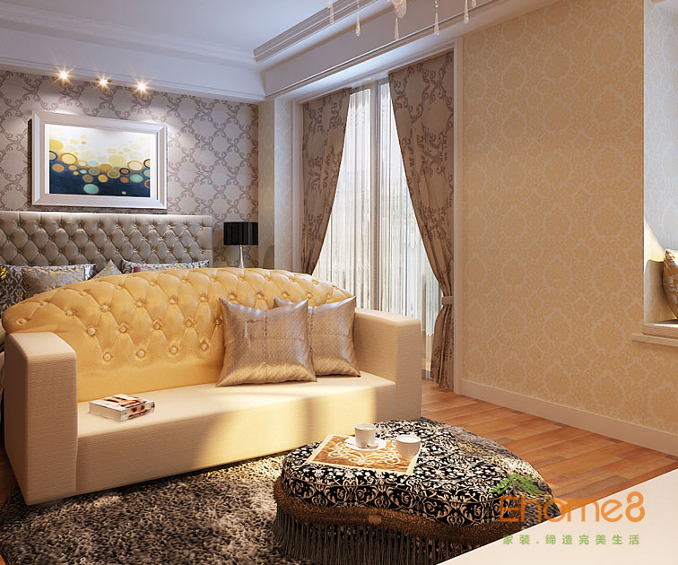 108㎡三房一廳法式風格主人房沙發裝修效果圖