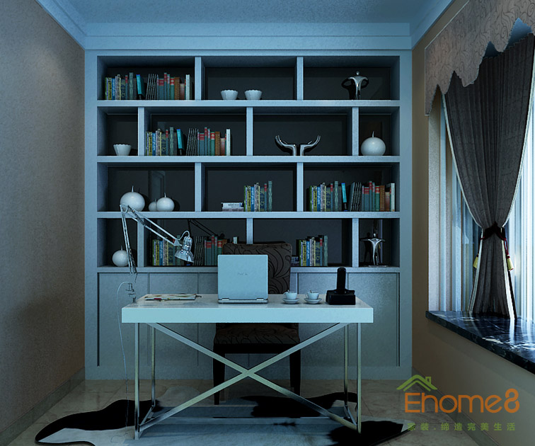 78㎡兩房一廳歐式風格書房裝修效果圖.jpg