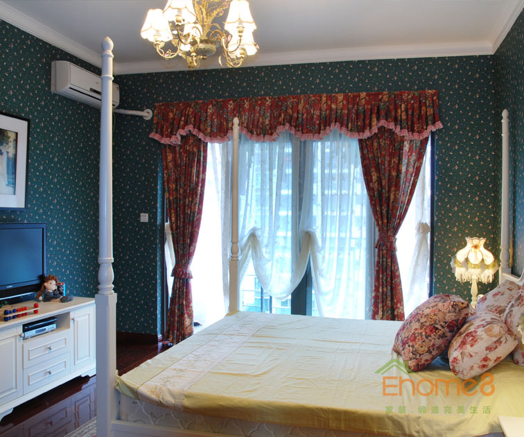 93㎡三房一廳田園風格主人房裝修效果圖63