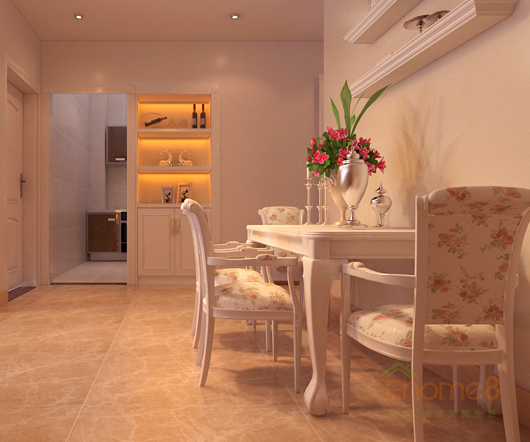 99㎡三房一廳法式風(fēng)格餐廳裝修效果圖
