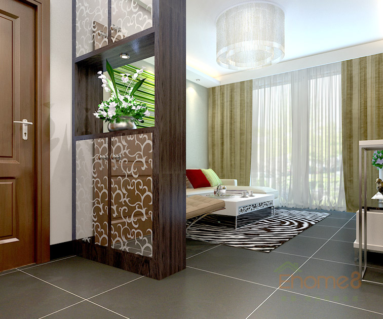 99㎡三房一廳法式風(fēng)格入戶玄關(guān)裝修效果圖