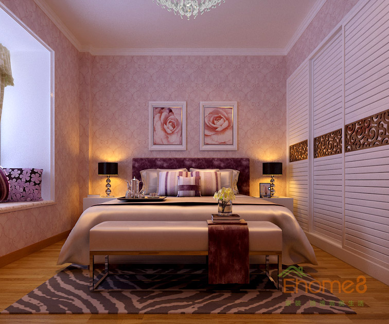 99㎡三房一廳法式風(fēng)格主人房裝修效果圖