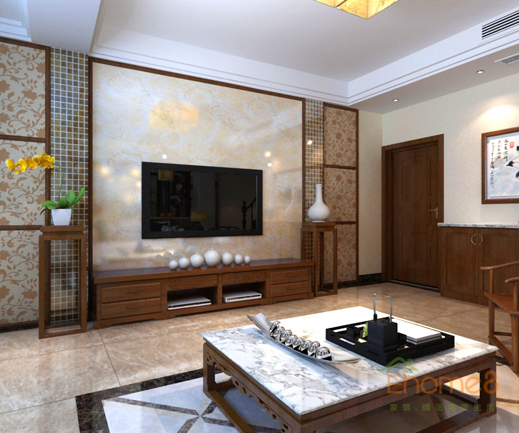 139㎡復式中式簡約風格客廳茶幾裝修效果圖