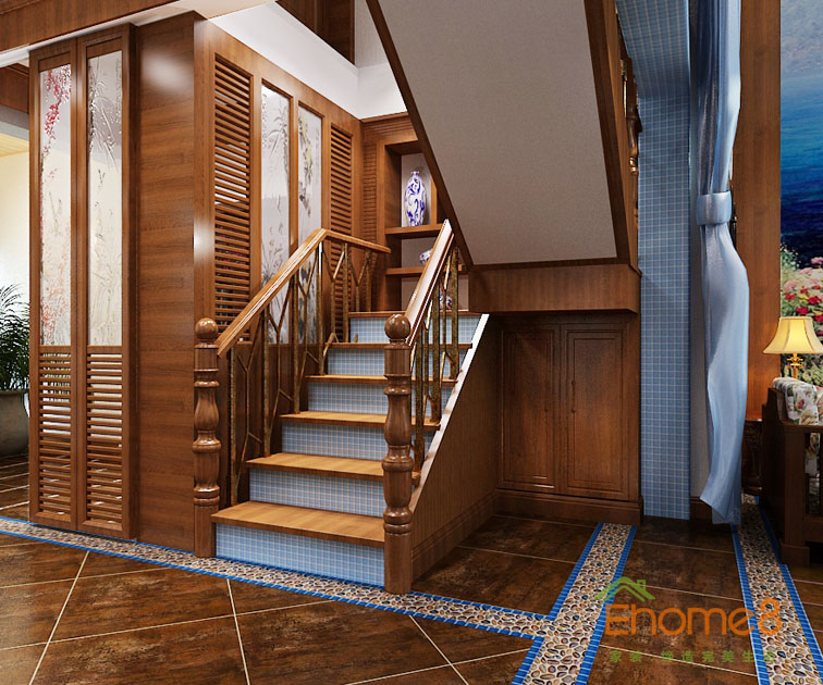 168㎡躍層地中海原木風格樓梯裝修效果圖222.jpg
