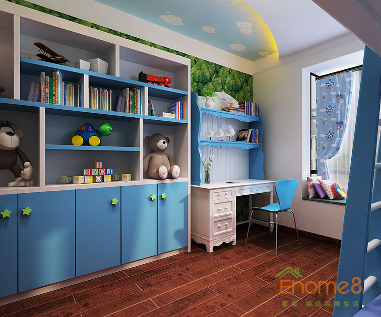 168㎡躍層地中海原木風格男孩房裝修效果圖7411.jpg