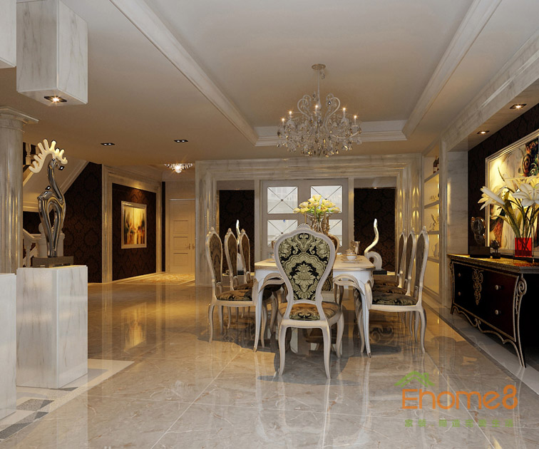186㎡躍層歐式風格餐廳裝修效果圖46961