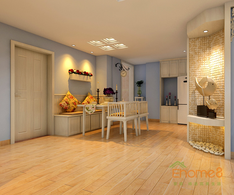 76㎡兩房一廳美式風格餐廳裝修效果圖