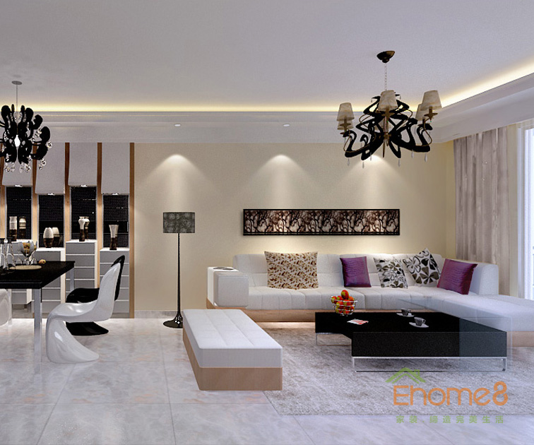 78㎡兩房一廳美式風格客廳沙發裝修效果圖