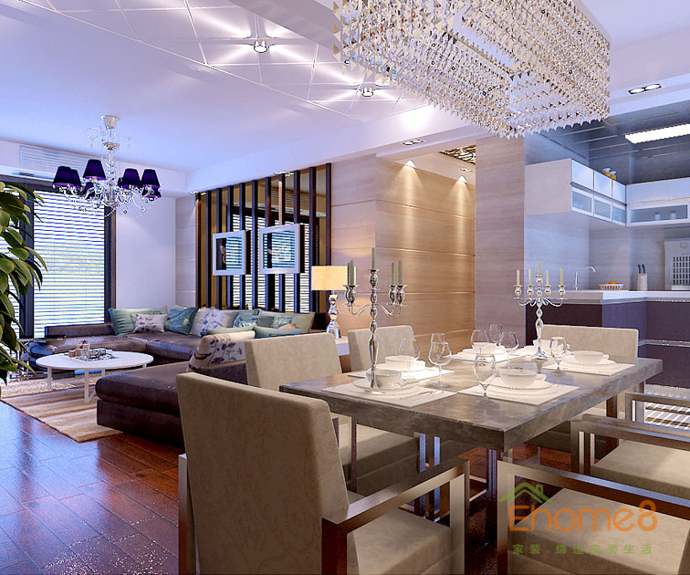 74㎡兩房一廳法式風(fēng)格餐廳裝修效果圖