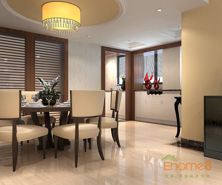 95㎡三房一廳美式風(fēng)格餐廳裝修效果圖