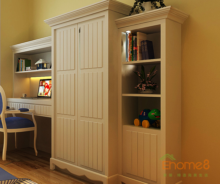 95㎡三房一廳美式風(fēng)格兒童房書(shū)桌裝修效果圖