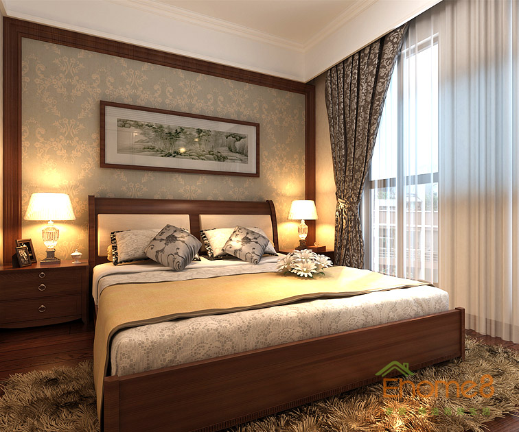 95㎡三房一廳美式風(fēng)格主人房裝修效果圖