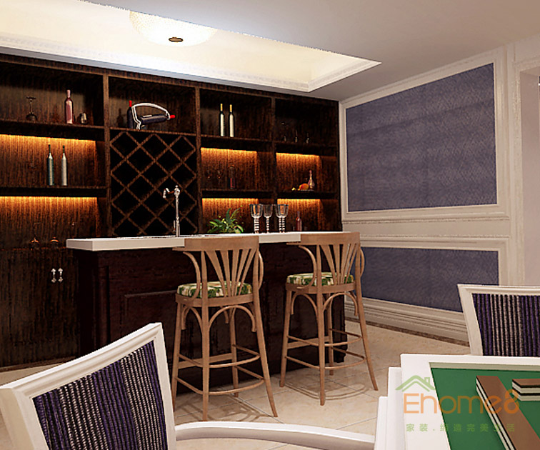 165㎡躍層歐式風格吧臺裝修效果圖